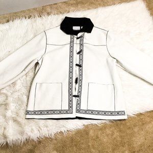 🦋Alfred Dunner White Black Winter Faux Suede Size Small Jacket 12P